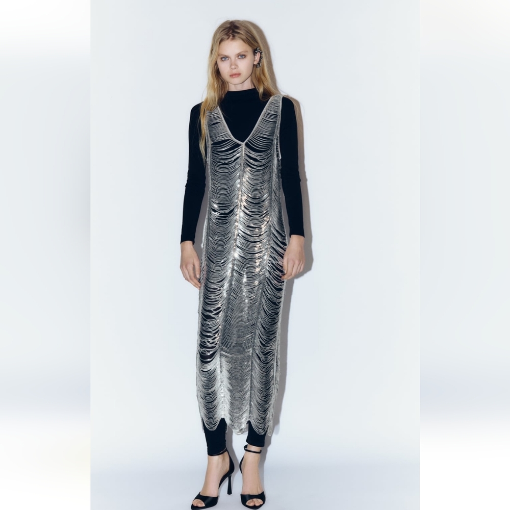 ZARA SEQUIN MIDI DRESS